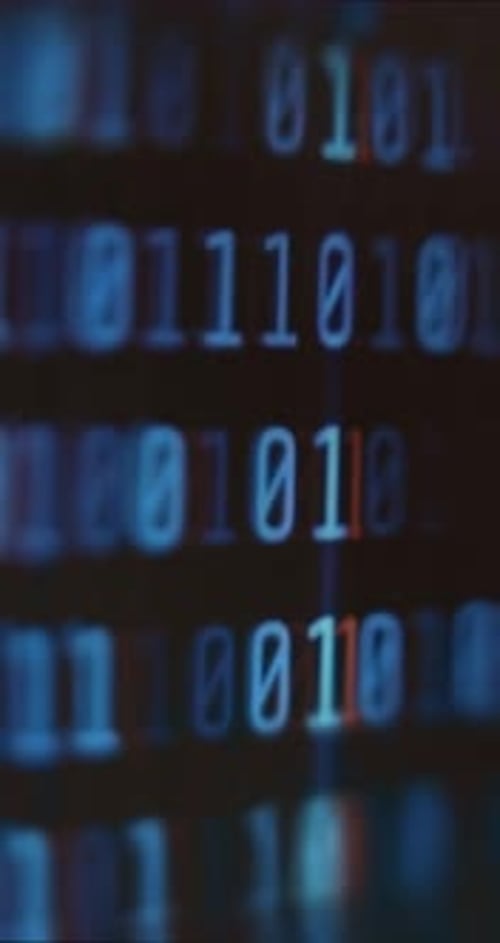Binary Code 0 and 1 in Neon Colors