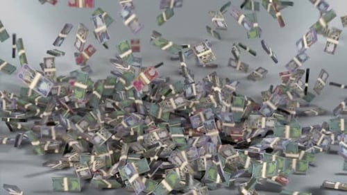Iraq Money - Dinar Stacked Money Falling - Iraqi Currency