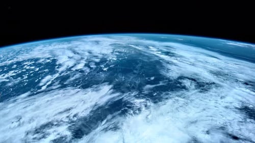 Rotating Earth View from Space with Dynamic Cloud Cover