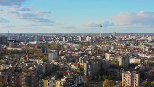 Aerial view of the Berlin TV Tower, Germany.