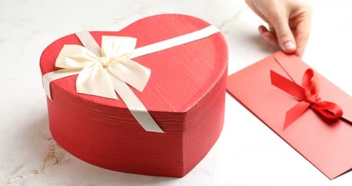 Heart Shaped Gift Box with Roses and Envelope
