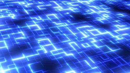 Glowing Blue Futuristic Circuit Board Grid Loop