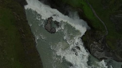 Top-Down View of Gullfoss Waterfall, Iceland