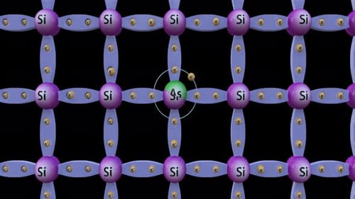 Arsenic doped silicon crystal lattice atomic structure model