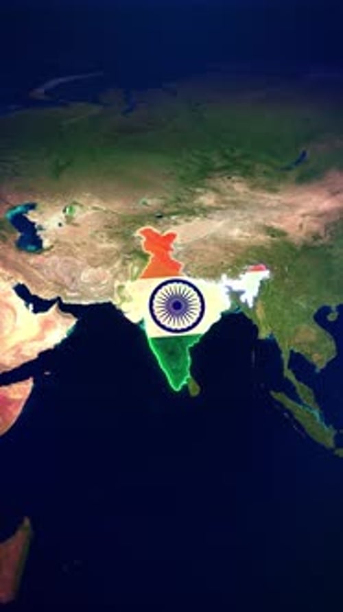 Globe Map of India with a Flag Cyber Digital India Country Global Tech and Innovation Concept Stock