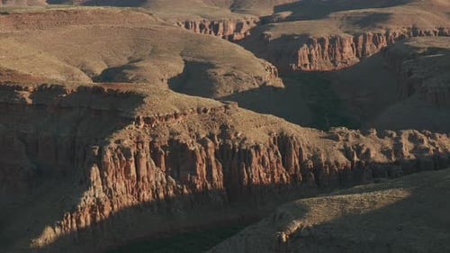 Desert Canyon Aerial View at Golden Hour