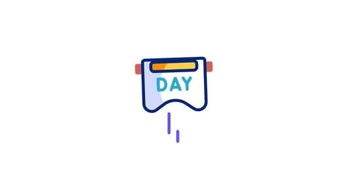 Animated Labor Day Icon with Hard Hat and Banner