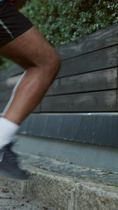 Cardio, outdoor and fitness for legs, stairs and getting ready for workout routine