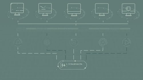 Futuristic Digital Data Flow Network with Computer Icons