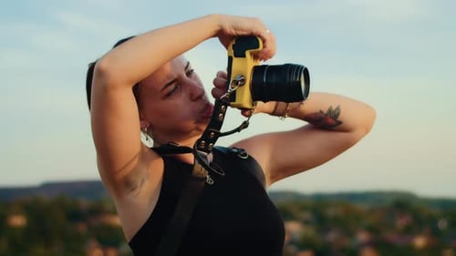 Photographer Shoots Happy Birthday of Baby and Family Lifestyle and Autumn Sunset with Tent in Field