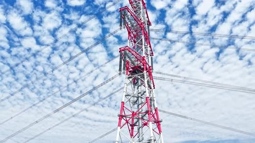 Luftaufnahme, Umspannwerk, Maststromleitung, Hochspannung, elektrisches Übertragungsfeld,