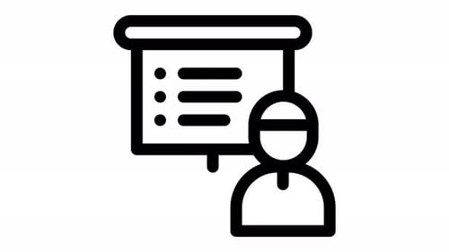 Animated Presenter and Screen Line Icon