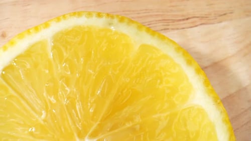 Close Up of a Yellow Lemon Slice