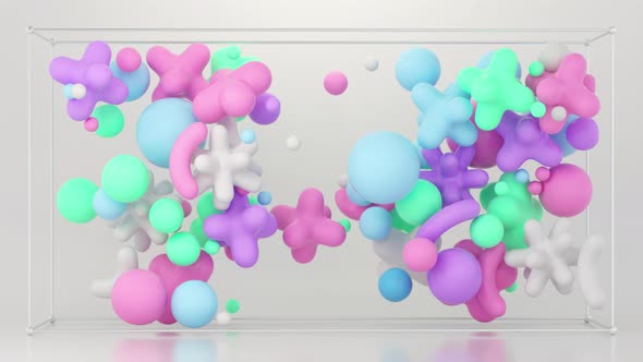 Abstract 3D Pastel Shapes Bouncing in a Box, Backgrounds Motion ...