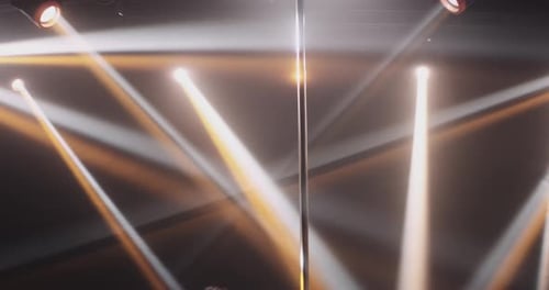 Empty stage for pole dancing with pylon