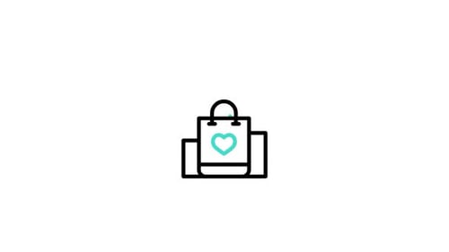 Animated Flat Design Shopping Bag Icon with Gift