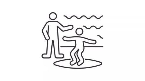 Icono animado de lección de surf