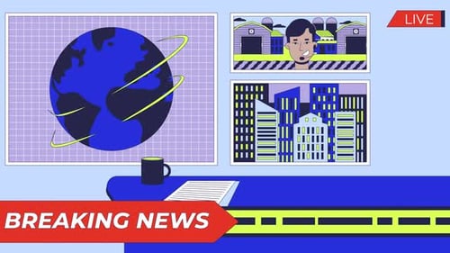 Headlines breaking news studio cartoon animation