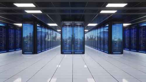 Modern Data Center Server Room Dolly Zoom Animation