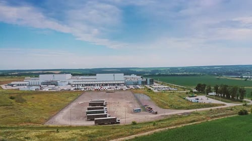 Aerial footage of a large industrial complex. Industrial background.