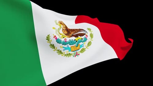 Waving Mexican Flag on Black Background