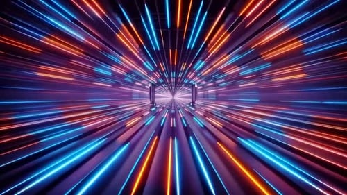 Graphique animé Hyperdrive à tunnel lumineux au néon futuriste avec