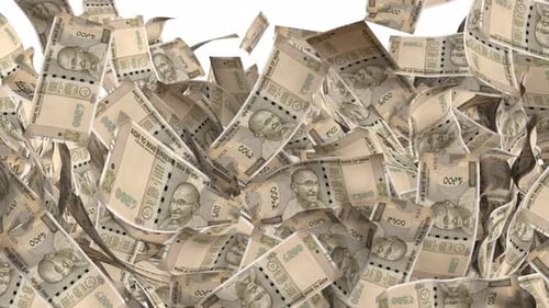 Falling Indian Rupee Banknotes Transition