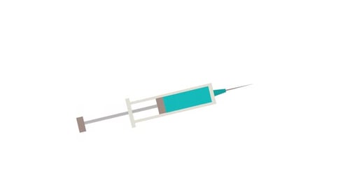 Animated Flat Design Syringe Icon with Dropping Fluid