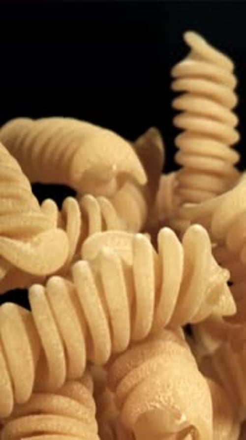 Fusili Pasta Rises and Falls Filmed on a Highspeed Camera at 1000 Fps