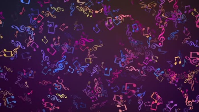 Music Background with treble clef and musical notes, loop animation 3D ...