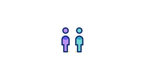 Animated Icon of Two People with Dashed Connection Line
