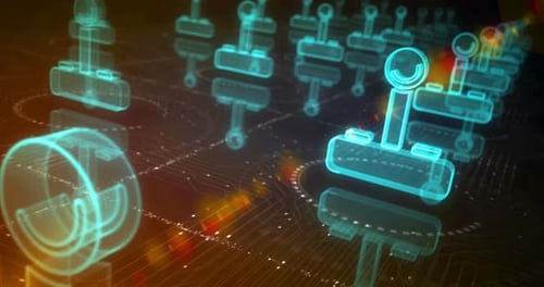 Joystick gaming symbols loop cyber concept