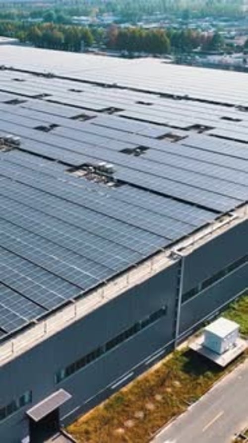 Vertical View Of Huge Solar Panels