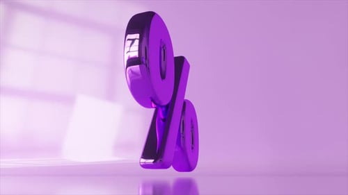Glossy Purple Percentage Sign 3D Animation