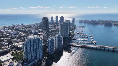 Miami Beach Skyline At Miami Beach In Florida United States.