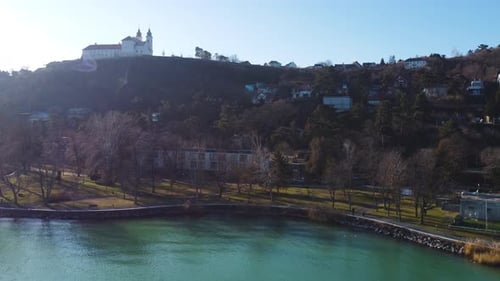 Tihany Monastery and Village on Hill Beside Lake Balaton