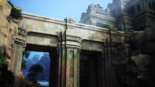 Ancient Jungle Temple With Central Doorway
