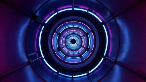 Futuristic Sci Fi Neon Tunnel Blue and Purple Motion Loop