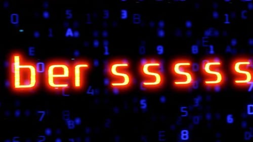 Neon Futuristic Cybersecurity Text on Digital Hexagon Grid