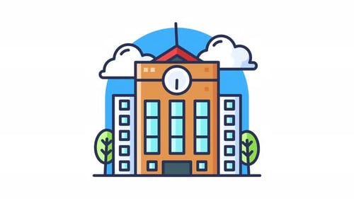 Animación en bucle de edificios escolares