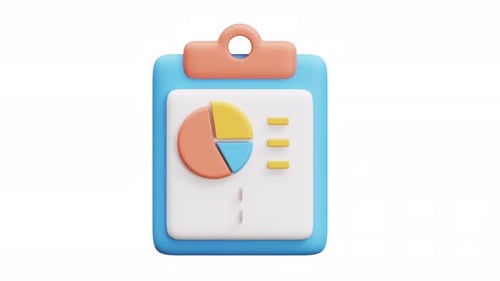 Animated 3D Report Clipboard Icon Reveal