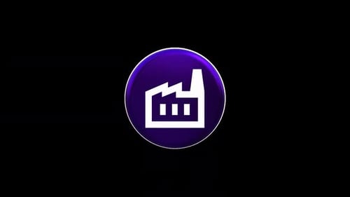 Animated 3D Factory Building Icon Rotation