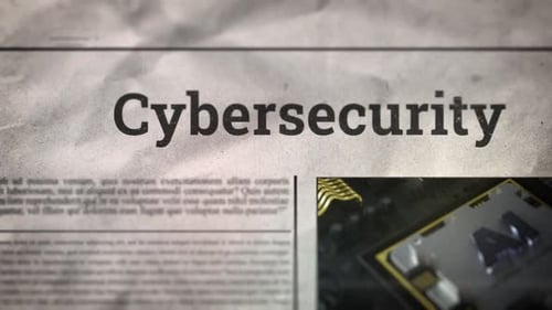 Animated Newspaper Headline with Cybersecurity and AI Chip