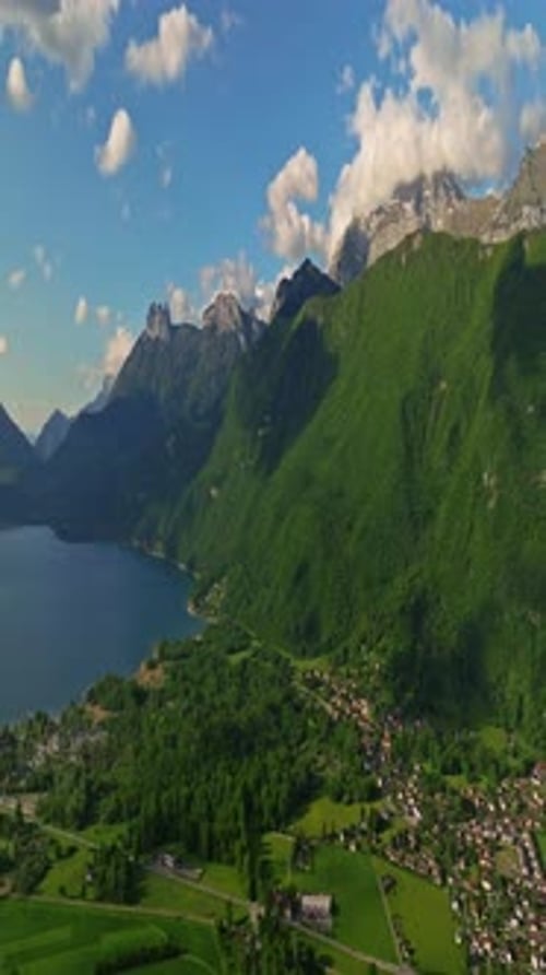 Scenic Summer Mountain Landscape of French Alps with Green Hillsides Valleys and Highland Pastures