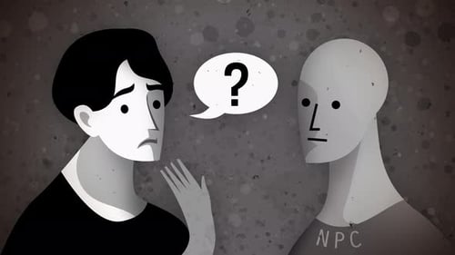 real person asking a question to an npc