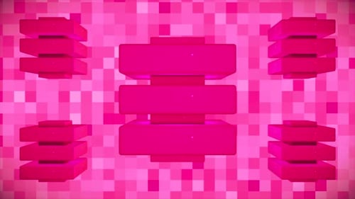 Rotating Geometric Blocks Pink Background Loop Animation