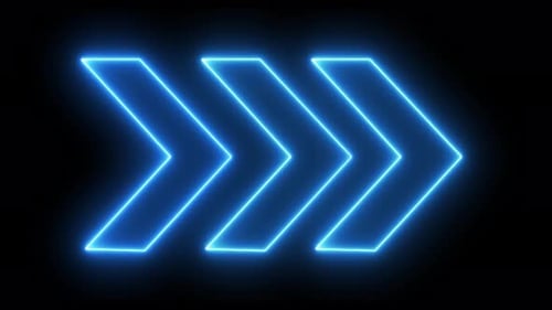 Pulsing Blue Neon Arrows Direction Indicator Loop