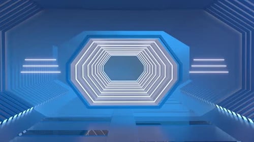 Futuristic Blue Hexagon Tunnel Abstract Background