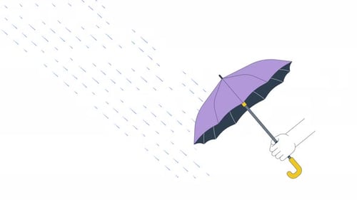 Modern Minimalist Rain and Umbrella Protection Loop Animation