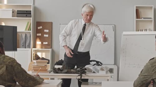 Senior Military Officer Teaching Class in Military Academy